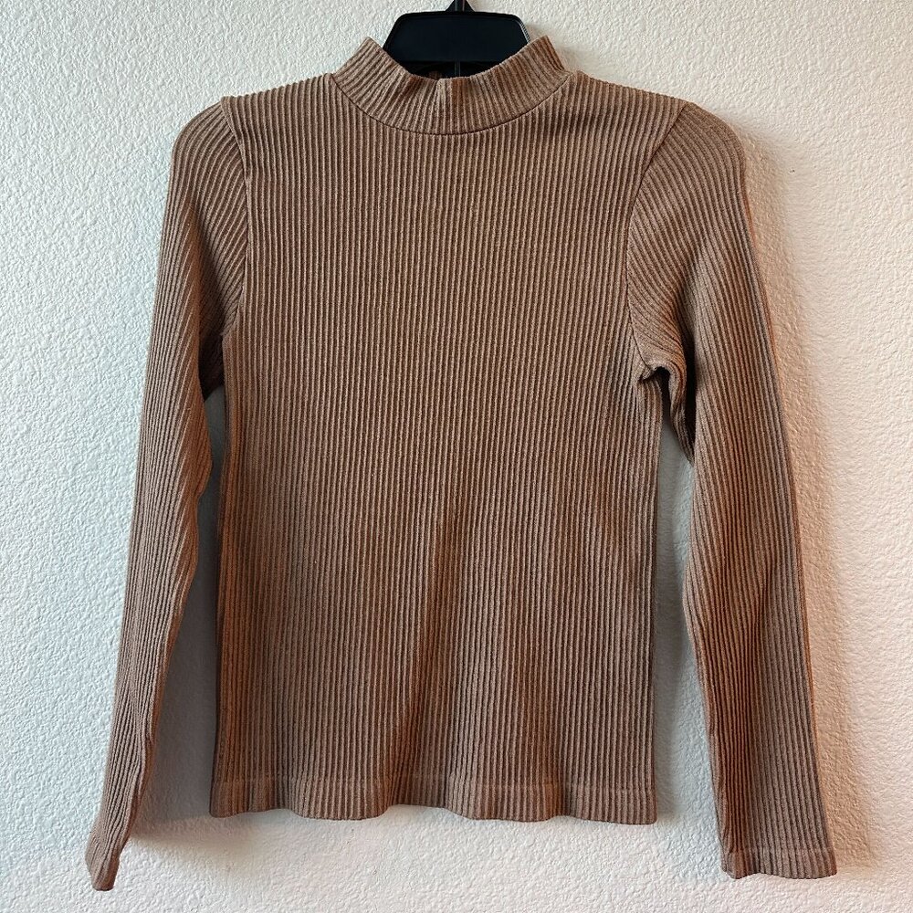 Sugar & Rose Tan Ribbed Long Sleeve